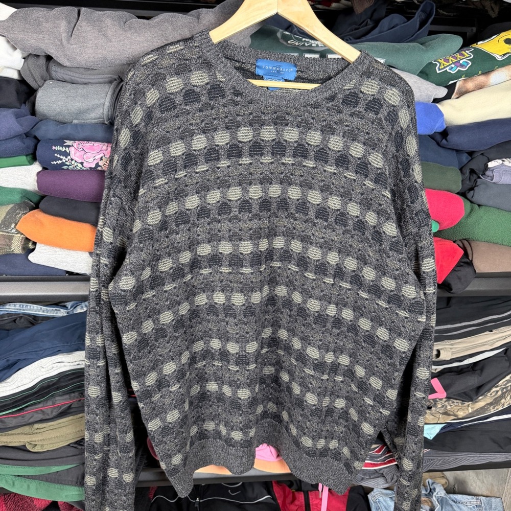 Towncraft Mens XX Large Acrylic Sweater Geometric Pattern Long Sleeve Crew Neck‎